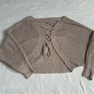 Oversized Sweater with Lace Up Back